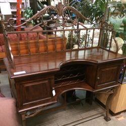 Wrought Iron Solid Wood Buffet w/ Wine Rack