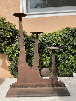 Wrought Iron Art Sculpture As Candelabra 