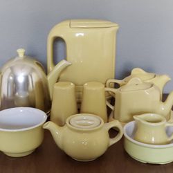 Hostess Set By Hall MCM Collection This retro style MCM hostess set in citron yellow is made by Hall. It has a variety of serving pieces including the
