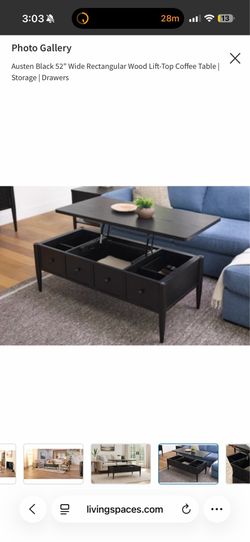 Black Wood Lift-too Coffee Table -Living Spaces