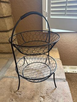 Two-Tier Black Wire Fruit Basket