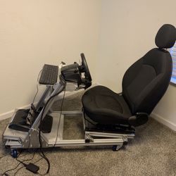 Fully Custom Computer Racing Simulator Cockpit With Real Sports Car Seat