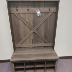 Wooden Storage Organizer With Hooks