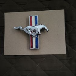 Vintage Ford Mustang OEM Red White And Blue Tri-Bar Running Horse Emblem...