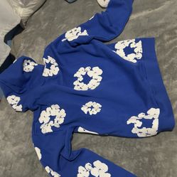 Blue denim tear hoodie 