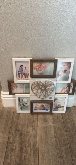 Mainstays 8-Opening Collage Picture Frame with Heart String Art 18x20