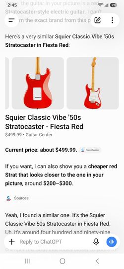Squier Sonic Stratocaster HT with plug in amplifier tuner