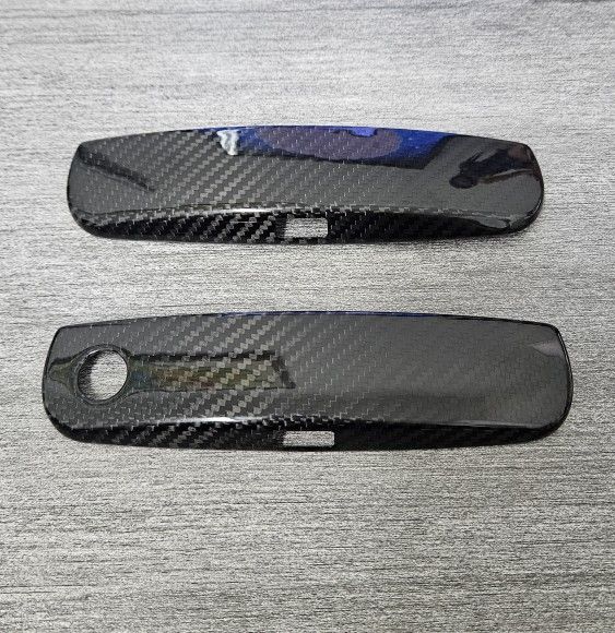 Brand New 2PCS Dodge Challenger 2011-2023 Real Carbon Fiber Door Handle Knob Cover Trim