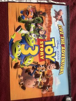 Disney Store Pixar Toy Story 3 Lithograph Plastic 3-D Movie Poster Promo 2010 27.5 X 17.5