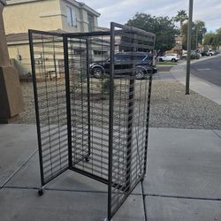 Retail Metal Grid Rack with Wheels - 75" High EXC COND