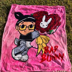 Bad Bunny Valentines Blanket