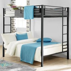 New Inbox Full Over Full Bunk Bed Metal Black Mattress Not Included 