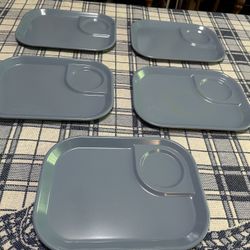 Vintage Rubbermaid  Blue Lunch Tray Set