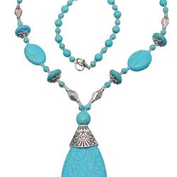 Natural blue turquoise Necklace Vintage Jewelry Choose Perfect Stone Teardrop Pendant Necklace Women With High Quality Material: Turquoise Message me 