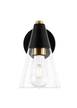 Light Society Petra 4.75 in. Black/Brass Wall Sconce