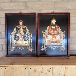Pair Of Antique Emperor And Empress Carvings 