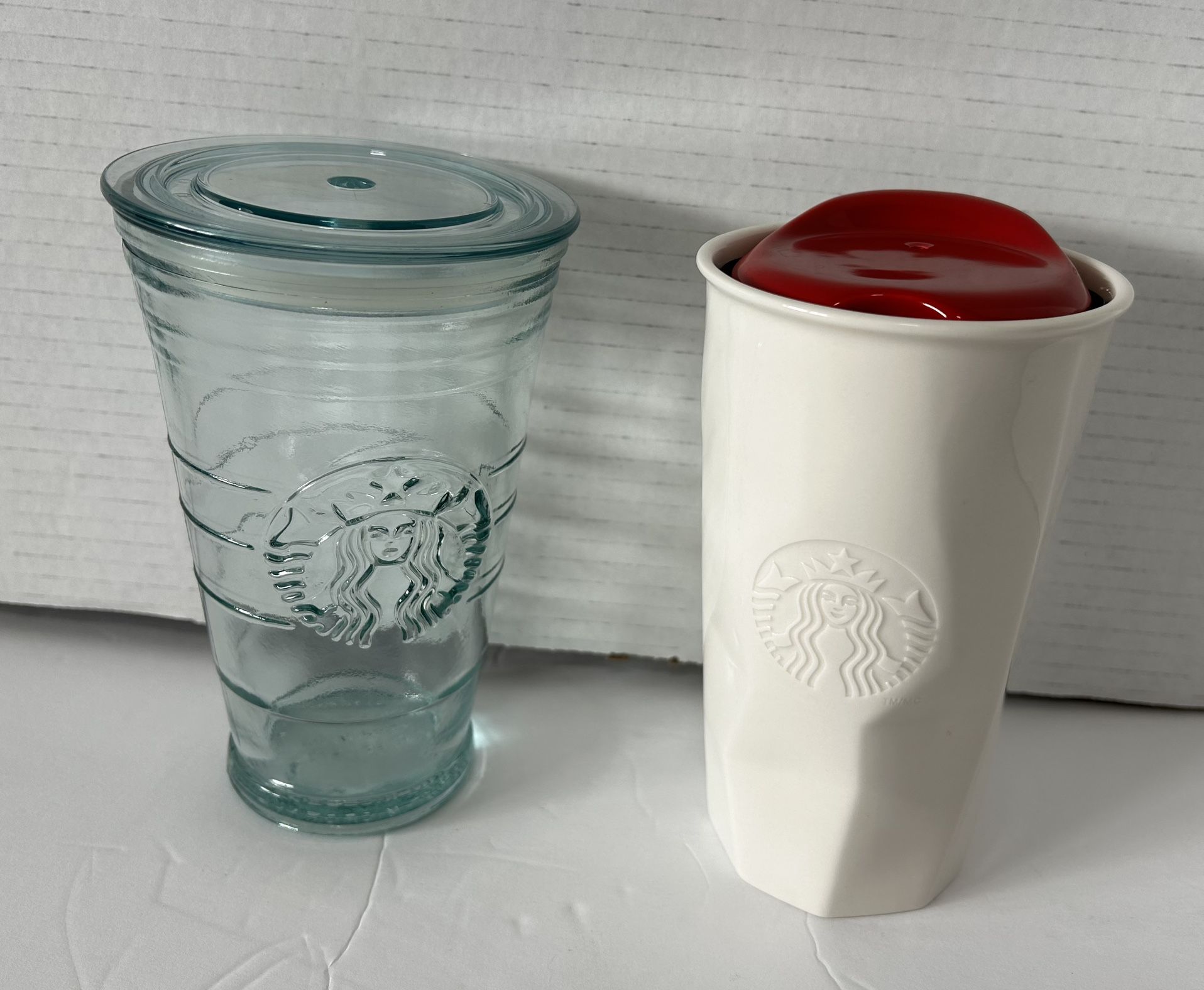 Unique Starbucks Spanish Recycled Glass And Faceted Crumpled Travel Tumblers