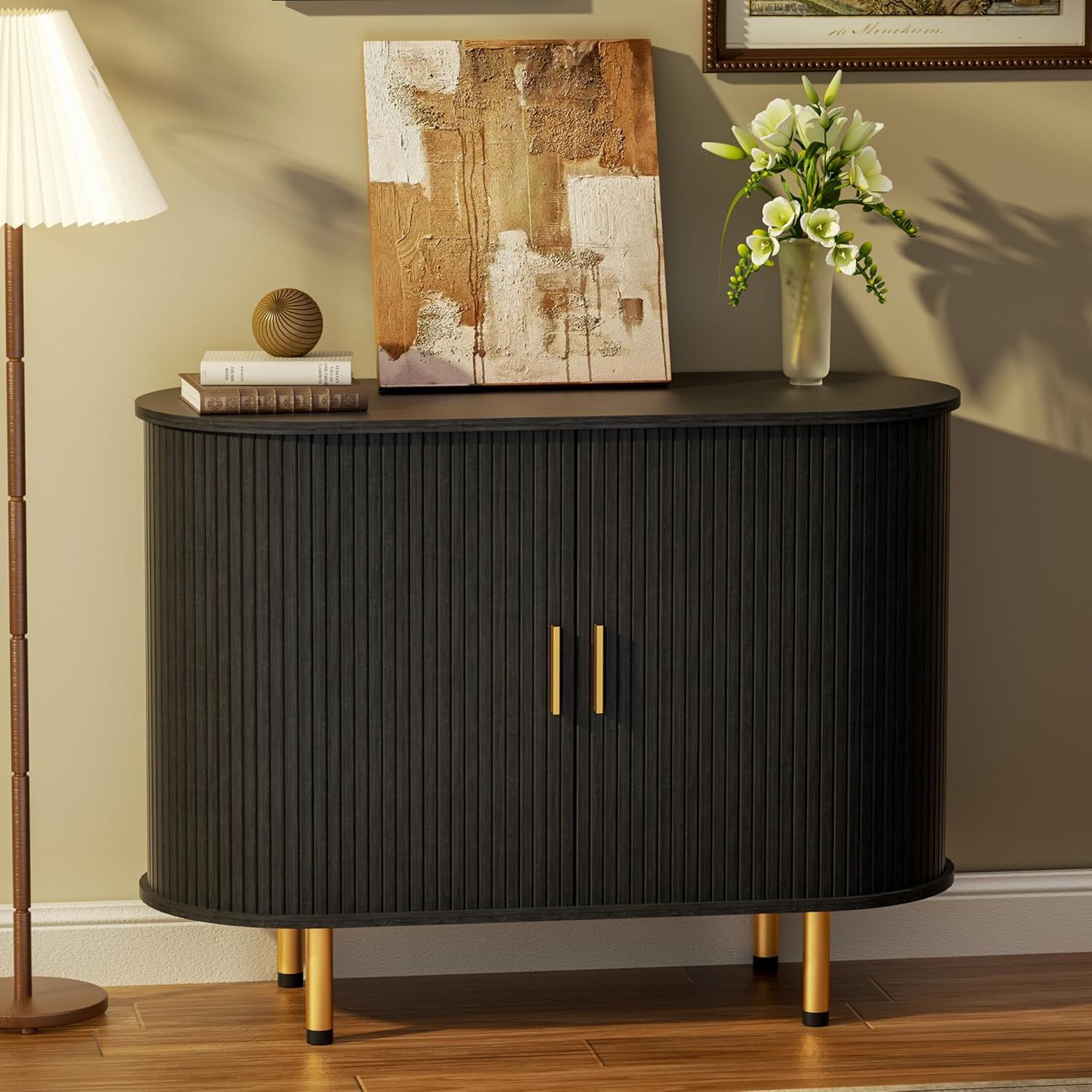 New | Entertainment Center with Storage, Modern Media Console with Sliding Doors|Retail $124