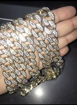 🔥🔥CUSTOM ORDER 🔥🔥14K GOLD FinisH FULLY ICED OUT MIAMI CUBAN LINK CZ CHAIN NECKLACE