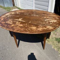 Antique -1940s Solid Maple Drop Leaf Dining Table