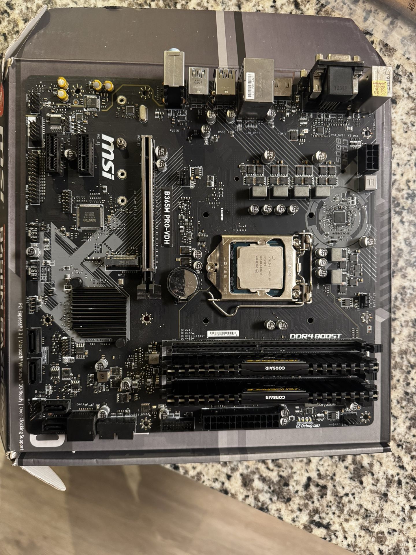 B365M PRO VDH Motherboard + i5 9600 CPU + 32GB Ram bundle