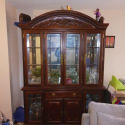 2 Pc Antique China Cabinet 