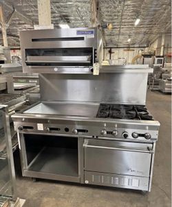 Four Burner Range Stove Combo with 36” Griddle and Salamander Broiler and Standard Oven US RANGE