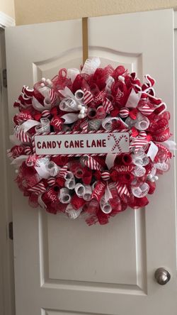 Candy Cane Lane Christmas Deco Mesh Wreath