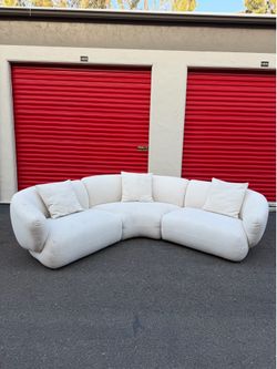Light White/Beige Curve 3 Seater Sectional Sofa