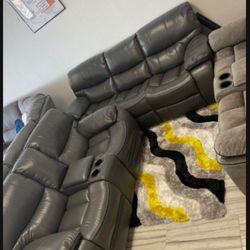 *Summer Closeout Sale!!!*---Sleek Madrid Gray Leather Reclining Sofa/Loveseat Sets---$50 Down Financing/Same Day Delivery😉