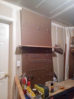 Large Pegboard with Hooks and Shelf $15 obo