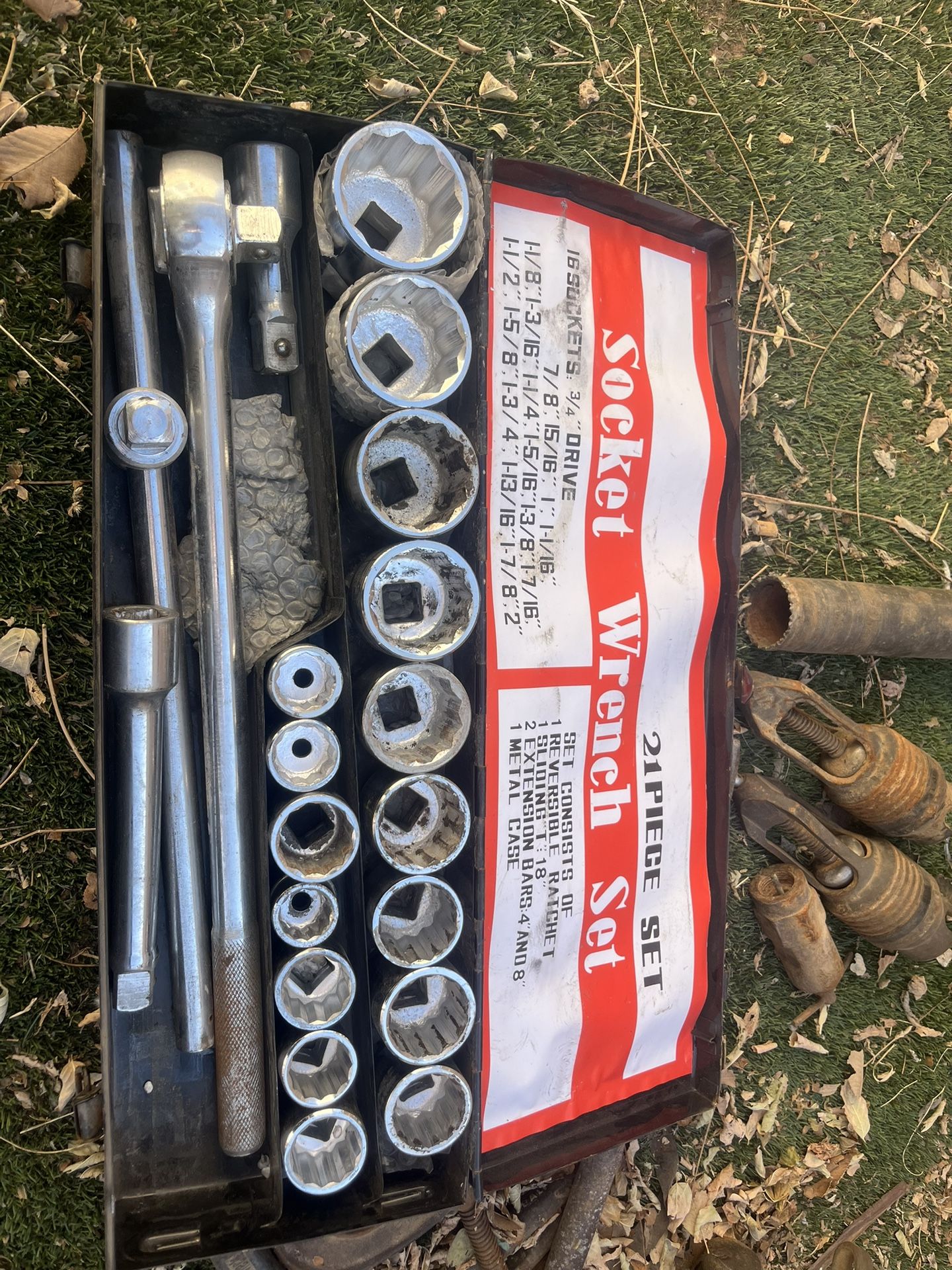 3/4 Drive Socket Set With Breaker Bar And Ratchet