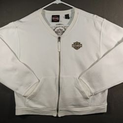 Harley Davidson Women's Full Zip Sweatshirt White Medium Bakersfield, California