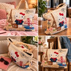 Hello kittty quilted tote bag