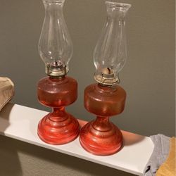 Pair of Antique hurricane lamps