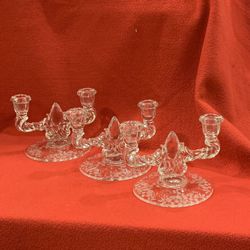 3 Vintage Crystal Candelabras
