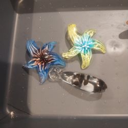 3 Hand Crafted Morano Glass Pendents