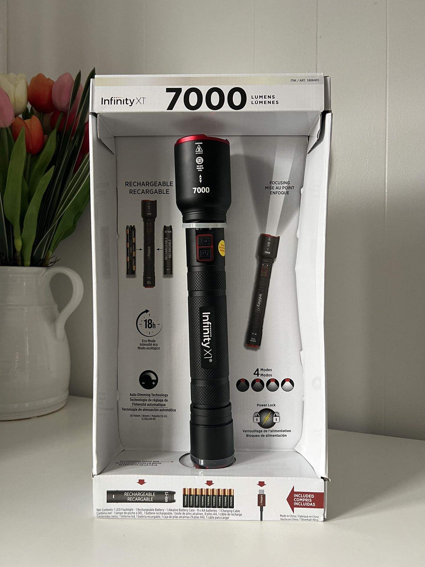 Infinity X1 7000 Lumen Dual Power Rechargeable Flashlight