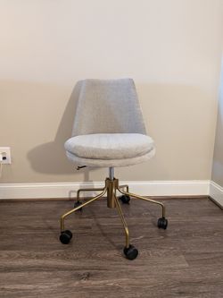 West Elm Finley Desk Chair, Oatmeal, Gold Base, Casters, $140