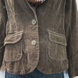 L.O.G.G by H&M Brown Corduroy 2 Button Closure Blazer