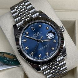 Rolex date Just 41MM blue Diamond Dial