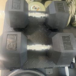 Dumbbell Rubber Hex 75LB