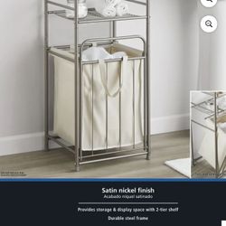  2-Shelf Bathroom Storage Shelf Unit with Hamper