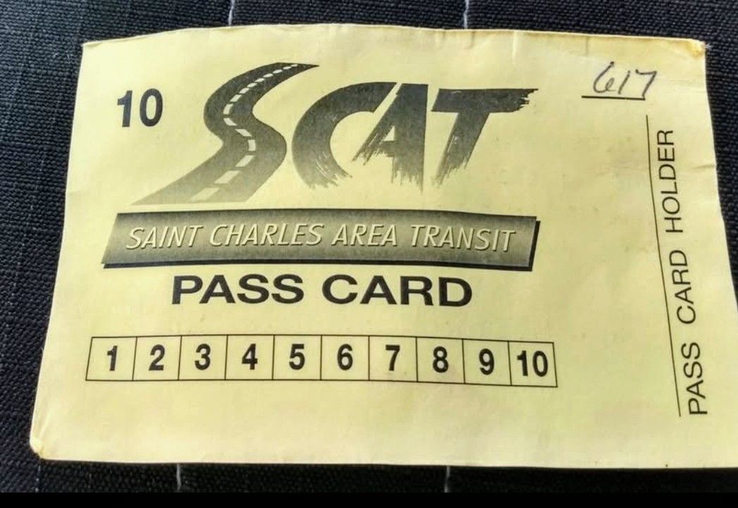 (6) 10 Punch S.C.A.T. (St. Charles Area Transit) Pass Cards - Good for 60 Rides Total, $30 Value, Sell First $25