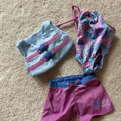American Girl Kanani's Beach Outfit Swimsuit, Board Swim Short, and Life Vest