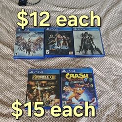 Ps4 Playstation 4 Games $12 $15 Each 