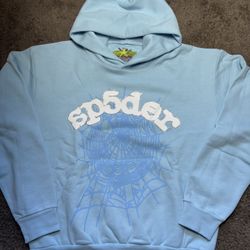 Light Blue Streetwear Web Hoodie