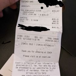 Coach Travel Duffle W/Silk Bag