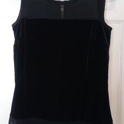 Size XS INC International Concepts Black Velvet & Sheer Yoke Sleeveless Tank
