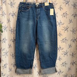 Universal thread : dark washed 90s baggy pants women